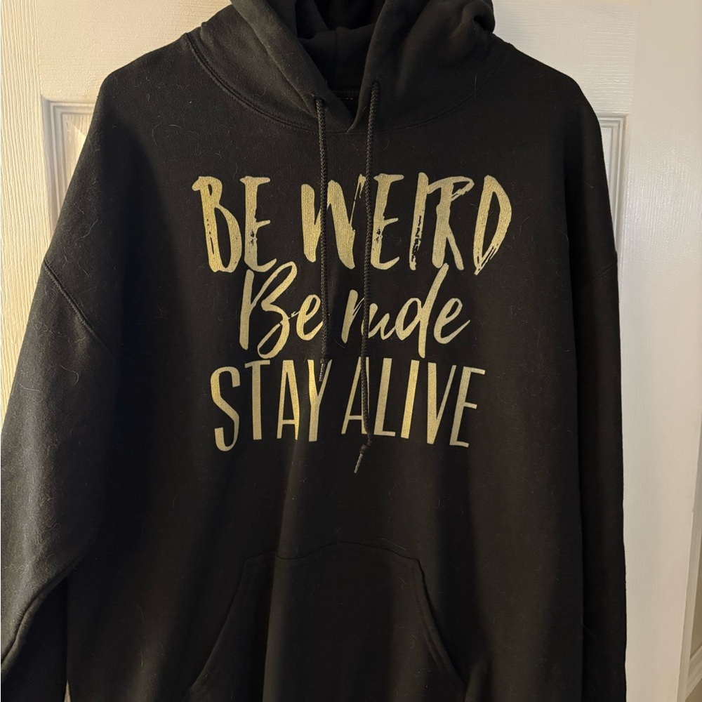 Black Hoodie with Gold Text